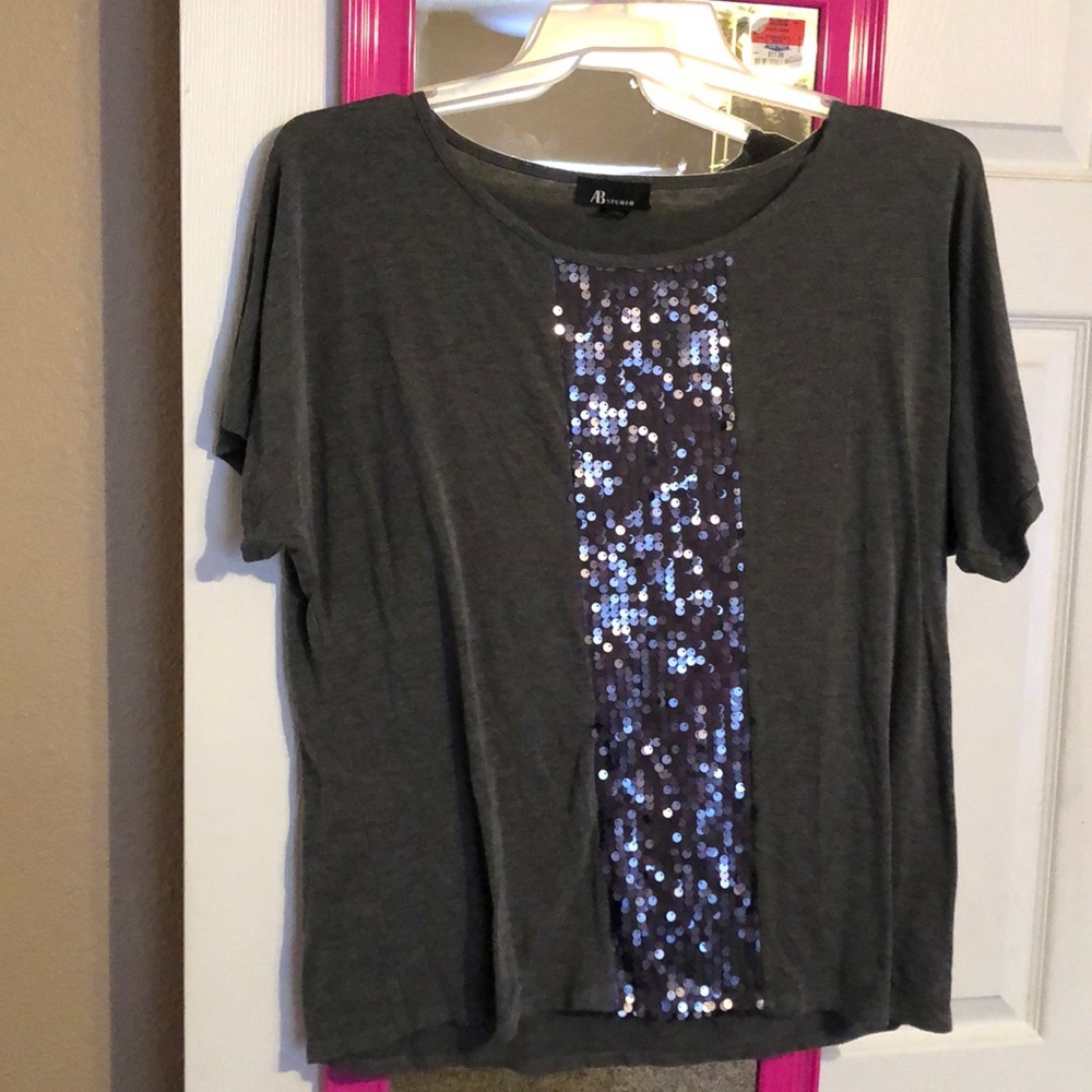 Gray sequin top